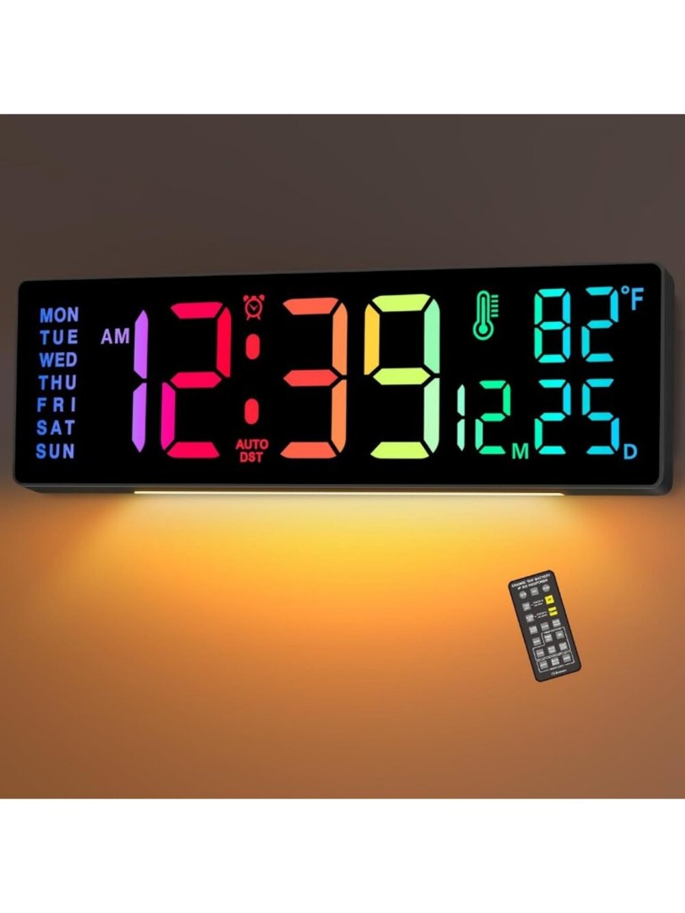 Large 14.2 Inch Digital Wall Clock with LED Display - Modern Home Decor
